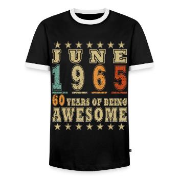 60ème Anniversaire Légendes Né Juin 1965 Millésime - T-shirt contrasté Homme - noir/blanc - Devant - AI Model Female 172 light (172cm) & AI Model Male 178 light (178cm)