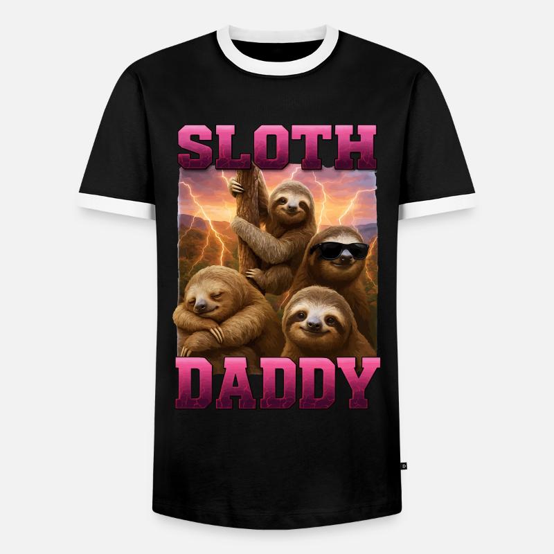 Faultier - Männer Kontrast-T-Shirt - Schwarz/Weiß