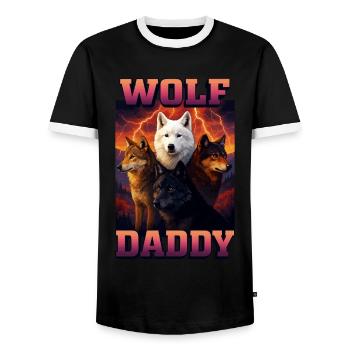 Wolf - Männer Kontrast-T-Shirt - Schwarz/Weiß - Vorne - AI Model Female 172 light (172cm) & AI Model Male 178 light (178cm)
