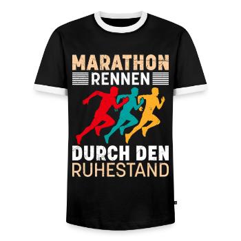 Opa MARATHON RENNEN DURCH DEN RUHESTAND Lustig - Männer Kontrast-T-Shirt - Schwarz/Weiß - Vorne - AI Model Female 172 light (172cm) & AI Model Male 178 light (178cm)