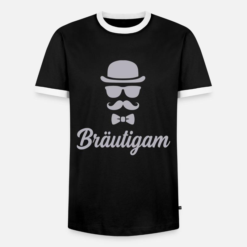 Bräutigam JGA Hut Schnurrbart - Männer Kontrast-T-Shirt - Schwarz/Weiß