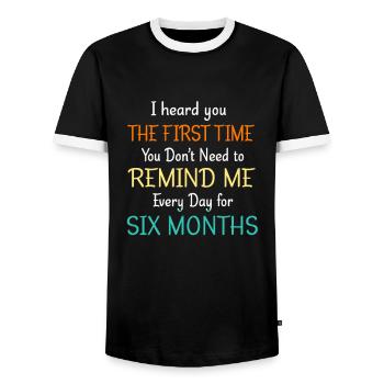 lazy procrastination lazy laziness - Men's Ringer Shirt - black/white - Front - AI Model Female 172 light (172cm) & AI Model Male 178 light (178cm)