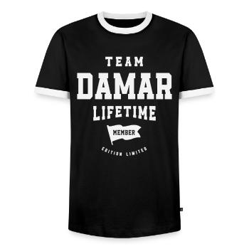Team Damar Lifetime Member Funny Name Damar - Men's Ringer Shirt - black/white - Front - AI Model Female 172 light (172cm) & AI Model Male 178 light (178cm)