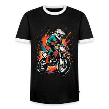 Motocross Splash – Action auf zwei Rädern - Männer Kontrast-T-Shirt - Schwarz/Weiß - Vorne - AI Model Female 172 light (172cm) & AI Model Male 178 light (178cm)