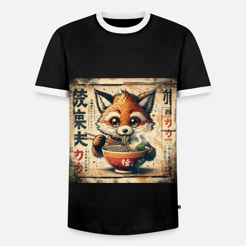 Fuchs Ramen - Männer Kontrast-T-Shirt - Schwarz/Weiß