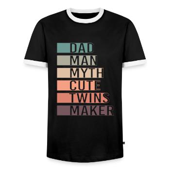 twin dad twins father - Men's Ringer Shirt - black/white - Front - AI Model Female 172 light (172cm) & AI Model Male 178 light (178cm)