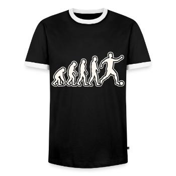 Evolution to become a football player - Men's Ringer Shirt - black/white - Front - AI Model Female 172 light (172cm) & AI Model Male 178 light (178cm)