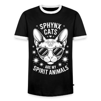 Chat Sphynx Disant Drôle Chat Sphynx Cadeau - T-shirt contrasté Homme - noir/blanc - Devant - AI Model Female 172 light (172cm) & AI Model Male 178 light (178cm)