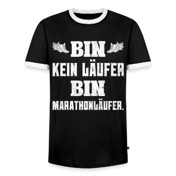 Läuferin BIN KEIN LÄUFER BIN MARATHONLÄUFER Lustig - Männer Kontrast-T-Shirt - Schwarz/Weiß - Vorne - AI Model Female 172 light (172cm) & AI Model Male 178 light (178cm)