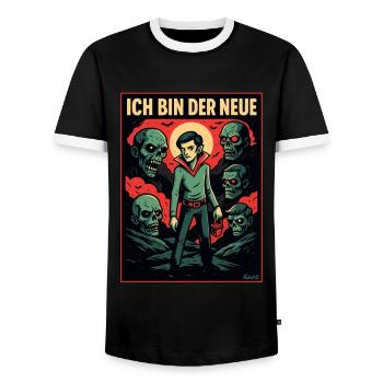 Ich bin der Neue – Zwischen den Untoten - Männer Kontrast-T-Shirt - Schwarz/Weiß - Vorne - AI Model Female 172 light (172cm) & AI Model Male 178 light (178cm)