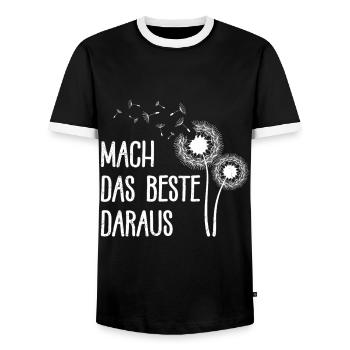 Löwenzahn MACH DAS BESTE DARAUS Positivität Lustig - Männer Kontrast-T-Shirt - Schwarz/Weiß - Vorne - AI Model Female 172 light (172cm) & AI Model Male 178 light (178cm)