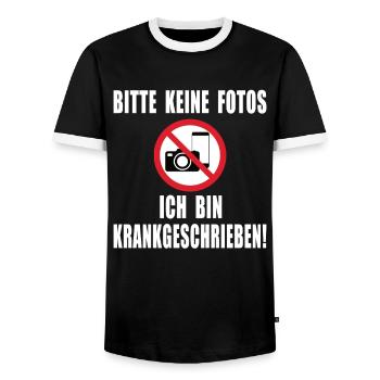 Bitte keine Fotos ich bin Krankgeschrieben - Männer Kontrast-T-Shirt - Schwarz/Weiß - Vorne - AI Model Female 172 light (172cm) & AI Model Male 178 light (178cm)