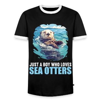 Loutre de mer - T-shirt contrasté Homme - noir/blanc - Devant - AI Model Female 172 light (172cm) & AI Model Male 178 light (178cm)
