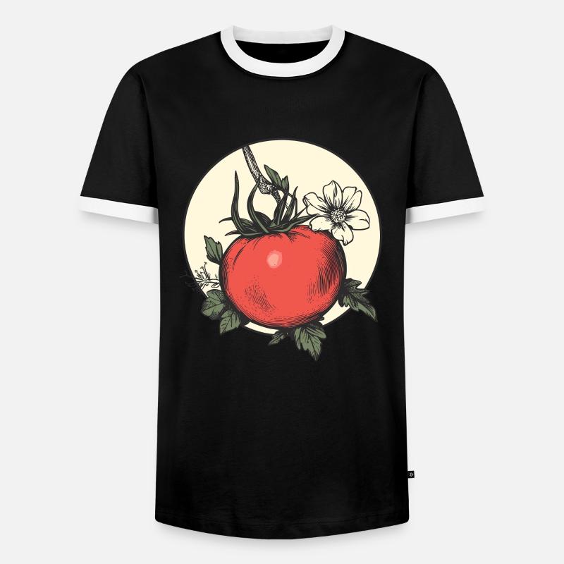 Ästhetische Tomate mit Blüte - Männer Kontrast-T-Shirt - Schwarz/Weiß