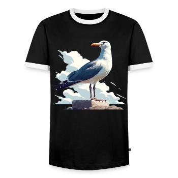 Seagulls Seagull - Men's Ringer Shirt - black/white - Front - AI Model Female 172 light (172cm) & AI Model Male 178 light (178cm)