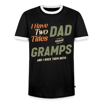 Two Titles Dad And Gramps Funny Grandpa - Men's Ringer Shirt - black/white - Front - AI Model Female 172 light (172cm) & AI Model Male 178 light (178cm)