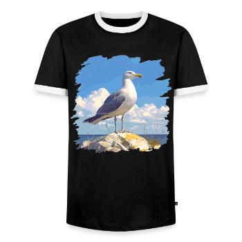 Seagulls Seagull - Men's Ringer Shirt - black/white - Front - AI Model Female 172 light (172cm) & AI Model Male 178 light (178cm)