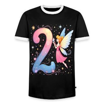Sweet Fairy 2nd Birthday for Girls - Men's Ringer Shirt - black/white - Front - AI Model Female 172 light (172cm) & AI Model Male 178 light (178cm)