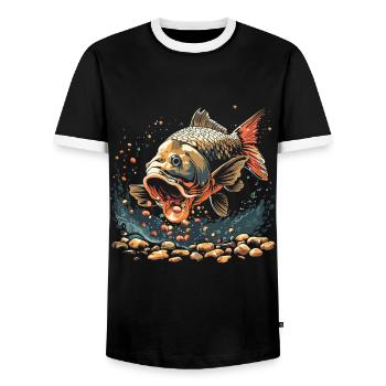 Angling Catch Fish carp fish Karpfen - Männer Kontrast-T-Shirt - Schwarz/Weiß - Vorne - AI Model Female 172 light (172cm) & AI Model Male 178 light (178cm)