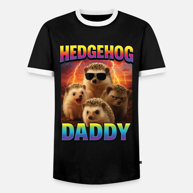 Igel Papa - Männer Kontrast-T-Shirt - Schwarz/Weiß