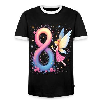 Sweet Fairy 8th Birthday for Girls - Men's Ringer Shirt - black/white - Front - AI Model Female 172 light (172cm) & AI Model Male 178 light (178cm)