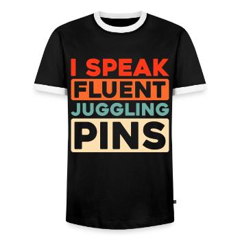 Jongleur - Männer Kontrast-T-Shirt - Schwarz/Weiß - Vorne - AI Model Female 172 light (172cm) & AI Model Male 178 light (178cm)