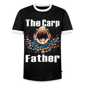 Pêche à la ligne Pêche Poisson carpe Poisson Karpfen - T-shirt contrasté Homme - noir/blanc - Devant - AI Model Female 172 light (172cm) & AI Model Male 178 light (178cm)