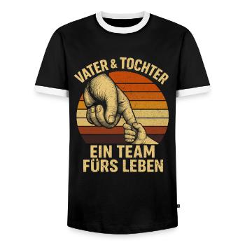 Vater und Tochter Papa und Tochter - ein team - Männer Kontrast-T-Shirt - Schwarz/Weiß - Vorne - AI Model Female 172 light (172cm) & AI Model Male 178 light (178cm)