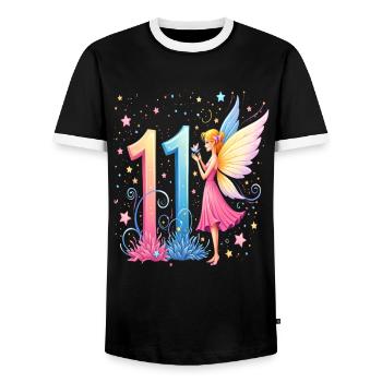 Sweet Fairy 11th Birthday for Girls - Men's Ringer Shirt - black/white - Front - AI Model Female 172 light (172cm) & AI Model Male 178 light (178cm)
