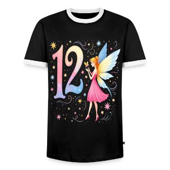 Sweet Fairy 12th Birthday for Girls - Men's Ringer Shirt - black/white - Front - AI Model Female 172 light (172cm) & AI Model Male 178 light (178cm)