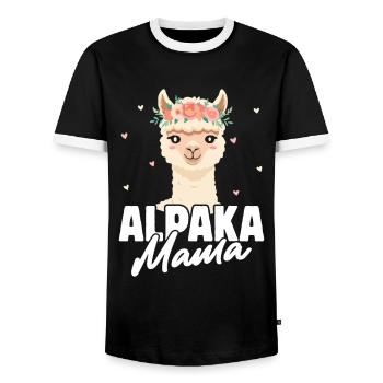 Mütter ALPAKA MAMA Lama Lustiges - Männer Kontrast-T-Shirt - Schwarz/Weiß - Vorne - AI Model Female 172 light (172cm) & AI Model Male 178 light (178cm)