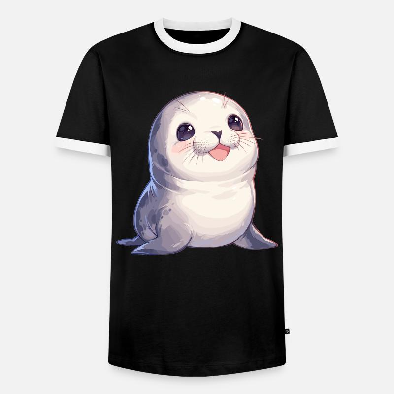 Robben Robbe - Männer Kontrast-T-Shirt - Schwarz/Weiß