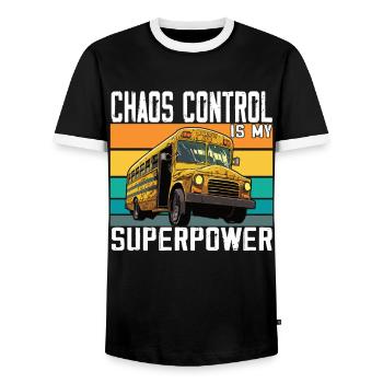 Chaos Transport Schulbusfahrer - Männer Kontrast-T-Shirt - Schwarz/Weiß - Vorne - AI Model Female 172 light (172cm) & AI Model Male 178 light (178cm)