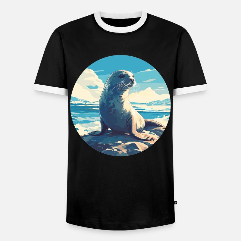 Robben Robbe - Männer Kontrast-T-Shirt - Schwarz/Weiß
