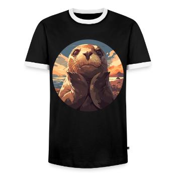 Seals, Seal - Men's Ringer Shirt - black/white - Front - AI Model Female 172 light (172cm) & AI Model Male 178 light (178cm)