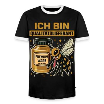 I Am Quality Supplier Bee Beekeeper Honey - Men's Ringer Shirt - black/white - Front - AI Model Female 172 light (172cm) & AI Model Male 178 light (178cm)