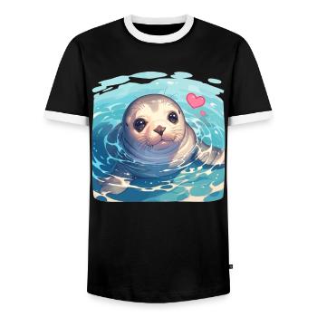 Seals, Seal - Men's Ringer Shirt - black/white - Front - AI Model Female 172 light (172cm) & AI Model Male 178 light (178cm)
