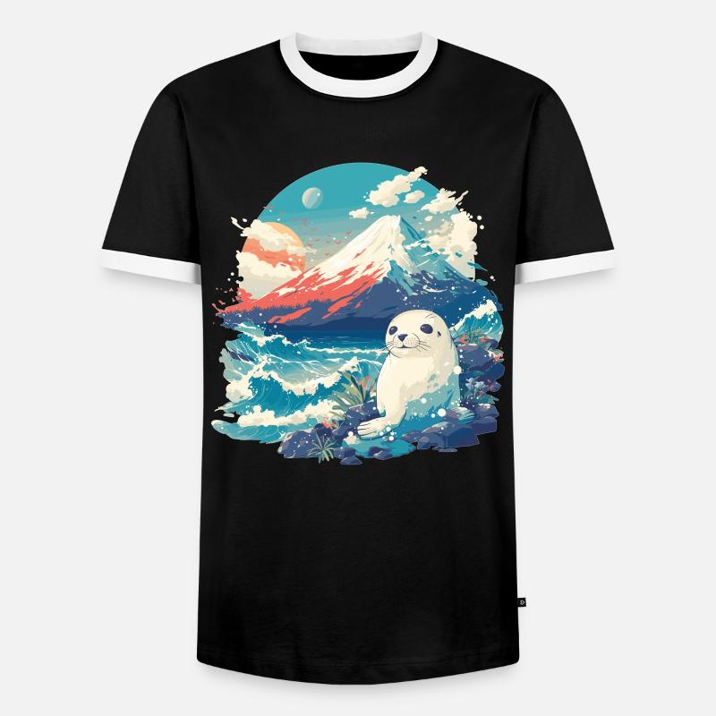 Robben Robbe - Männer Kontrast-T-Shirt - Schwarz/Weiß