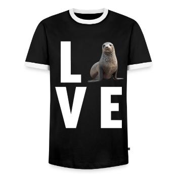 Seals, Seal - Men's Ringer Shirt - black/white - Front - AI Model Female 172 light (172cm) & AI Model Male 178 light (178cm)
