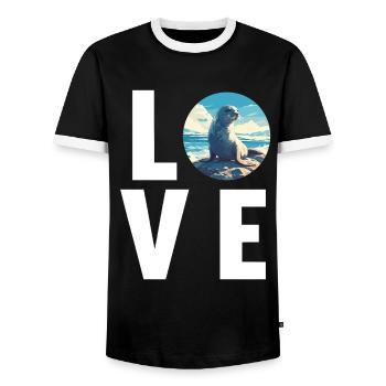 Seals, Seal - Men's Ringer Shirt - black/white - Front - AI Model Female 172 light (172cm) & AI Model Male 178 light (178cm)