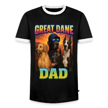 Deutsche Dogge - Männer Kontrast-T-Shirt - Schwarz/Weiß - Vorne - AI Model Female 172 light (172cm) & AI Model Male 178 light (178cm)