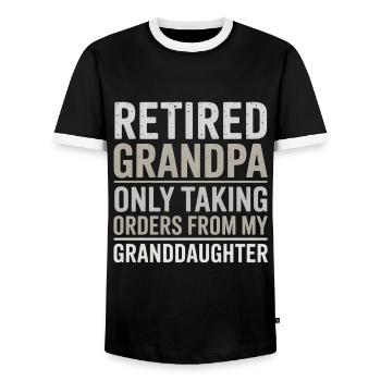 Grandpa Retired Humor Granddaughter Grandfather - Men's Ringer Shirt - black/white - Front - AI Model Female 172 light (172cm) & AI Model Male 178 light (178cm)