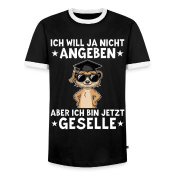 Gesellenbrief Erdmännchen - Bestandene Ausbildung - Männer Kontrast-T-Shirt - Schwarz/Weiß - Vorne - AI Model Female 172 light (172cm) & AI Model Male 178 light (178cm)