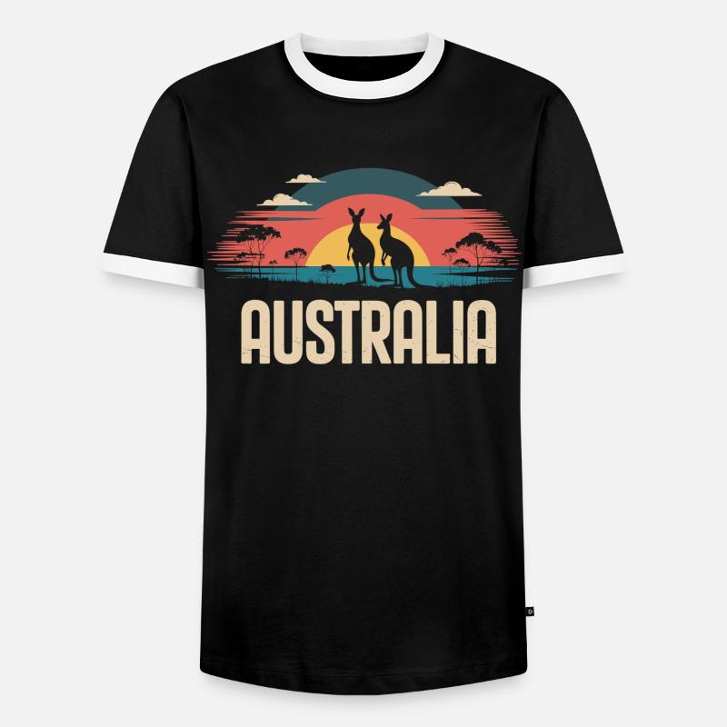 Australien mit Kängurus im Outback - Männer Kontrast-T-Shirt - Schwarz/Weiß