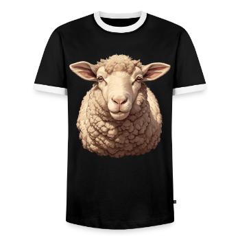 Sheep Sheep - Men's Ringer Shirt - black/white - Front - AI Model Female 172 light (172cm) & AI Model Male 178 light (178cm)