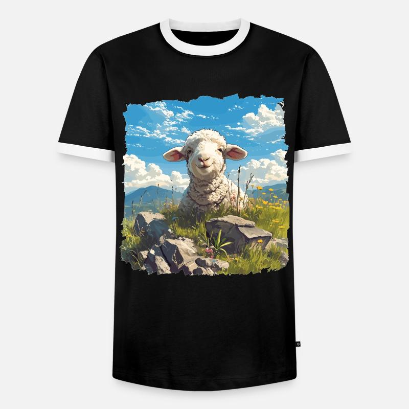 Schafe Schaf - Männer Kontrast-T-Shirt - Schwarz/Weiß