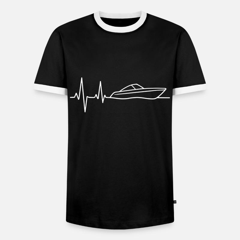Boot Herzschlag – Motorboot Leben - Männer Kontrast-T-Shirt - Schwarz/Weiß