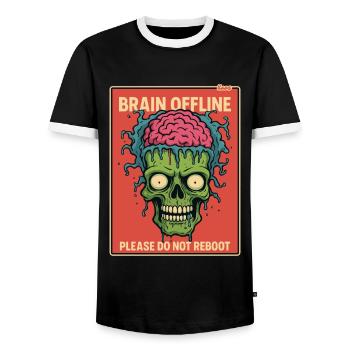 Zombie mit offenem Gehirn ist Offline - Männer Kontrast-T-Shirt - Schwarz/Weiß - Vorne - AI Model Female 172 light (172cm) & AI Model Male 178 light (178cm)