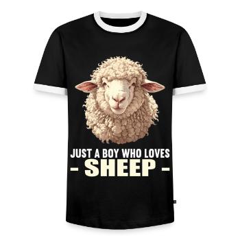 Sheep Sheep - Men's Ringer Shirt - black/white - Front - AI Model Female 172 light (172cm) & AI Model Male 178 light (178cm)