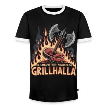 Chemise Viking Grill - T-shirt contrasté Homme - noir/blanc - Devant - AI Model Female 172 light (172cm) & AI Model Male 178 light (178cm)